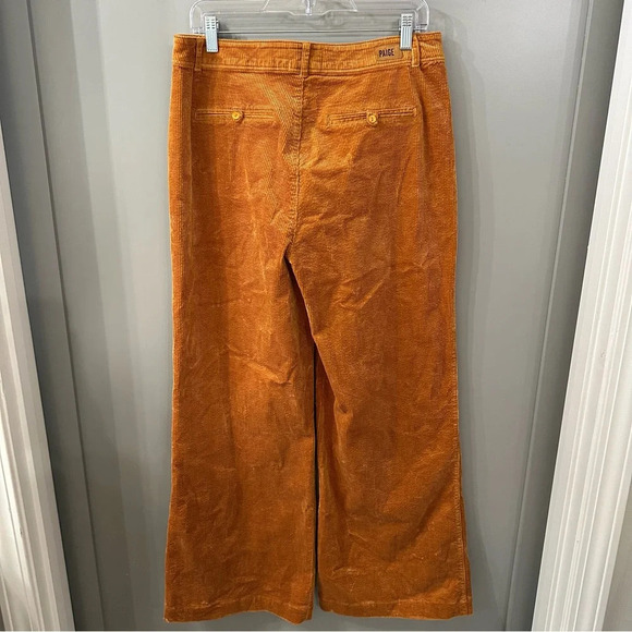 Paige Corduroy Wide Leg Flare Pants Sutton Roxxi Pocket Marigold Yellow Size 31 - Picture 4 of 9